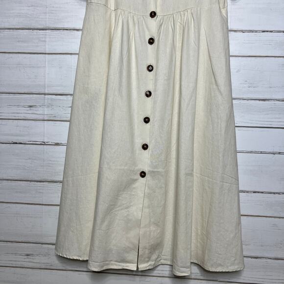City Chic Sunset Stroll Ivory Button Front Dress Linen Blend Size 16 - Picture 8 of 12
